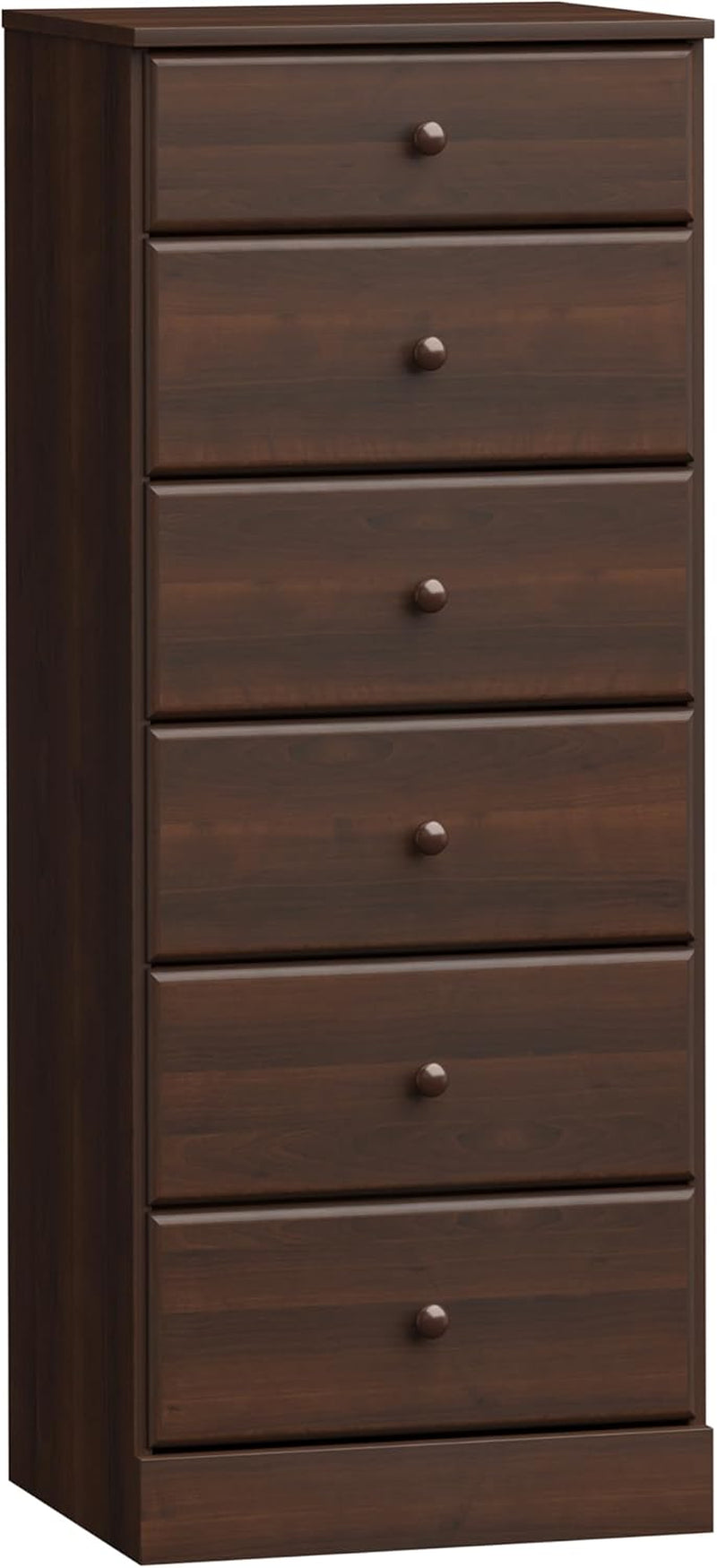 Astrid Tall Brown Dresser: 16.5"D X 19.75"W X 50"H, 6-Drawer Chest for Bedroom by - Perfect Chest of Drawers for Ample Storage