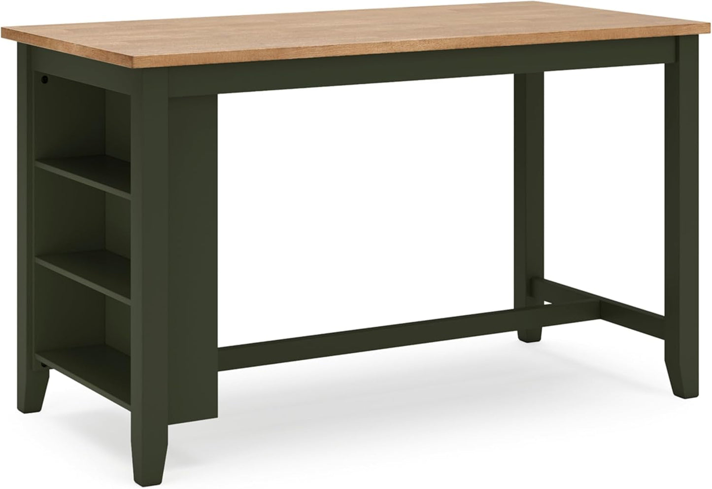 Gesthaven Modern Counter Height Dining Table with 3 Shelves and Trestle Base, Light Brown & Green